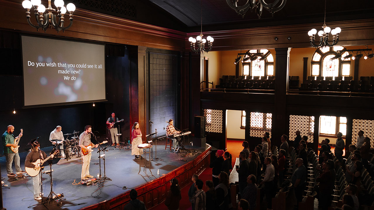 The Seed band playing during Sunday service.